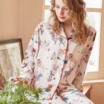 Circus Print Long-Sleeve Loungewear Set