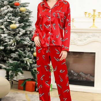 Christmas Candy Pattern Pajama Set