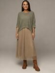 Sleeveless Mesh Dress & Oversized Knit Top Set