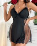 Sexy Lace Mesh See-Through Suspender Nightdress