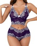 Sexy Lace Colorblock Underwear Set