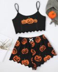 Halloween Fun Print Sleeveless Tank Top and Shorts Loungewear Set