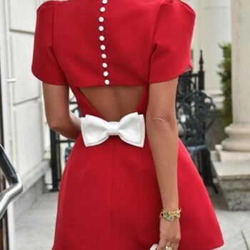 Fashion Temperament Bow Backless Dress