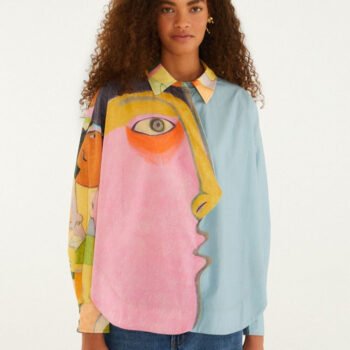 Abstract Face Patchwork Top