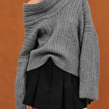Oversized High Roll Knit Pullover