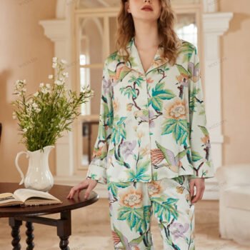 Peony Print Long-Sleeve Loungewear Set