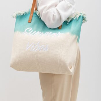 Two-Tone Embroidered Tote Bag