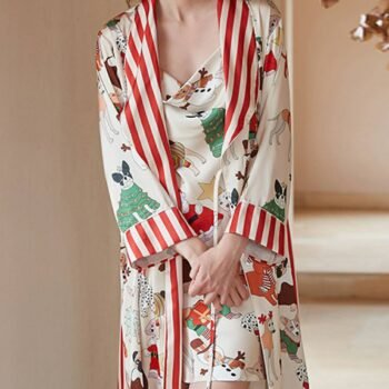 Christmas Dog Print Robe Set