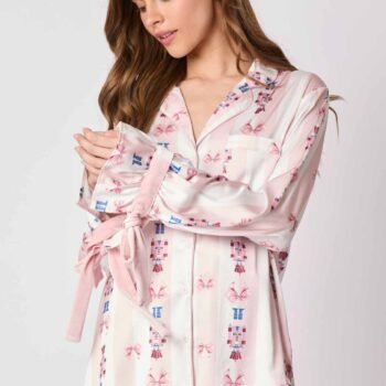 Pajama Set Bow Cuffs