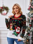 Knit Crewneck Embroidered Sweater ¨C Santa Claus & Musical Notes