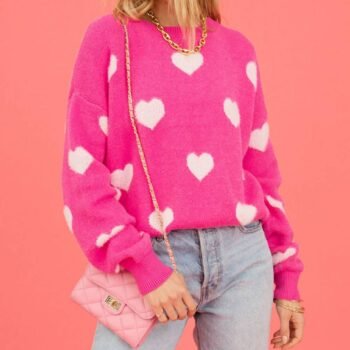 Heart Pattern Valentine's Day Round Neck Pullover