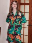 Tiger and Monkey Print Ice Silk Short-Sleeve Loungewear Set