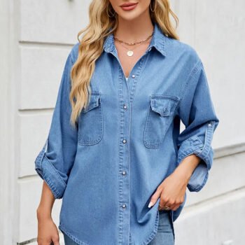Adjustable Sleeve Loose Denim Shirt
