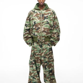 Camo Rhinestone Aviator Puffer Jacket