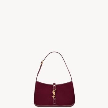 Saint Laurent Le 5 ?? 7 Patent Leather Hobo a?? Burgundy Elegance