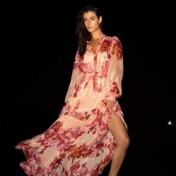 Sylvia Floral Maxi-jurk met lange mouwen