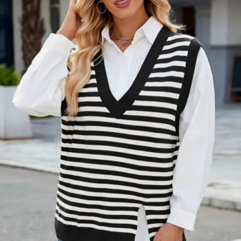 V-Neck Split Casual Sweater Vest