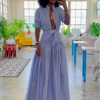 Blue Bar Skirt Set