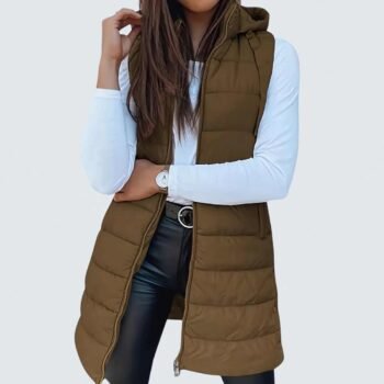 RAINa?¡é | Casual Sleeveless Hood Long Puffer Vest