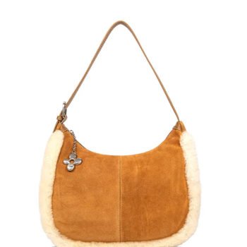 Shearling Crescent Hobo Shoulder Bag