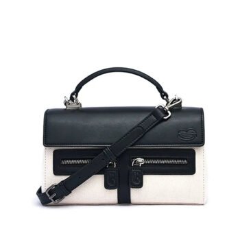 New Pebbled Leather & Canvas Shoulder Crossbody Tote