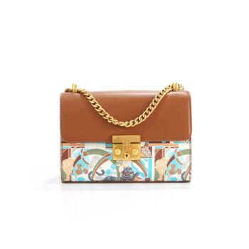 Unique Pattern Brown Top Handle Shoulder Bag