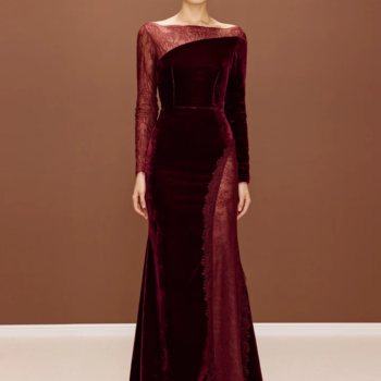 Dgy Elegance Lace Slit Maxi Dress