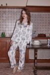 Hot Air Balloon Print Pajama Set - White