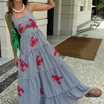 Exquisite Embroidered Holiday Camisole Midi Dress