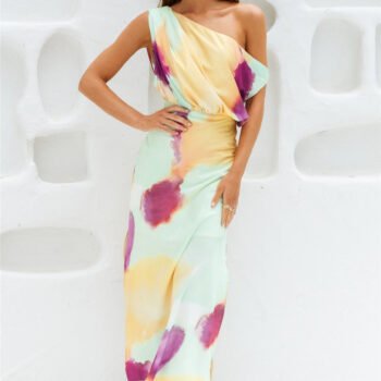 Talk To Me Midi Dress ¨C Asymmetrical Satin Elegance for Special Occasions