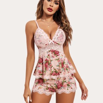 Lace Floral Pajamas Lounge Sets