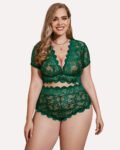 Plus Size Floral Lace Trim Set