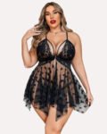 Plus Size Lace Front Slit Nightdress