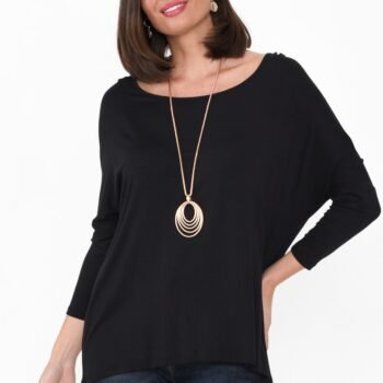 Black Milan 3/4 Sleeve Top
