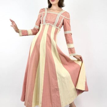 Ribbon Embroidered Stripe Dress