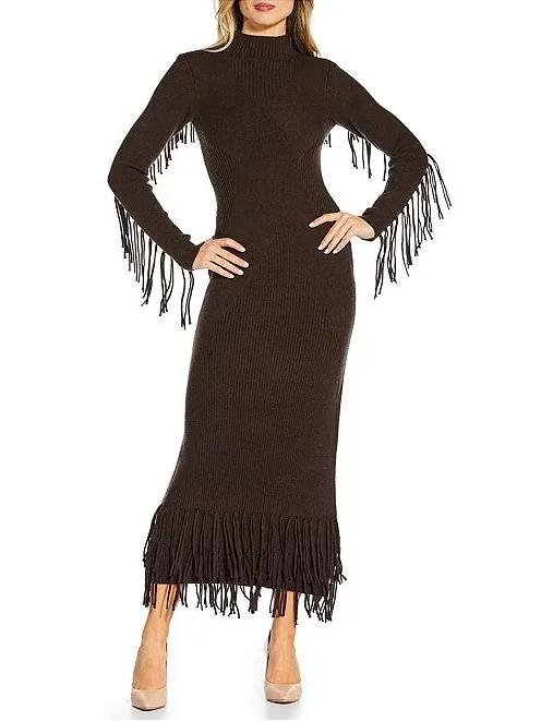 FringeMaxiSweaterDress
