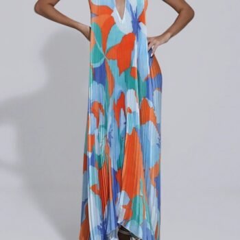 Shalia - Sultry Halter Pleated Maxi Dress