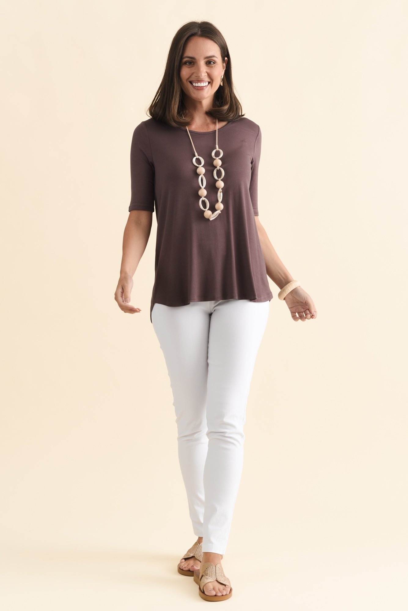 MayaBrownHalfSleeveTeeOlympiaWhiteStraightPants_2