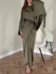 Satin Batwing Sleeve Maxi Dress