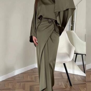 Satin Batwing Sleeve Maxi Dress