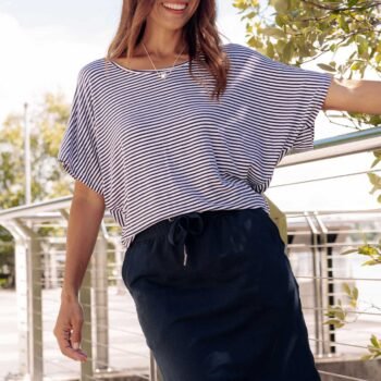 Navy and White Stripe Maui Tee
