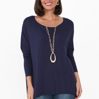 Navy Milan 3/4 Sleeve Top
