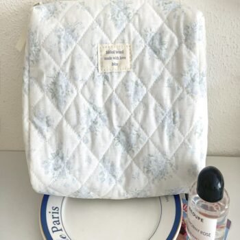 Seaside Blue Floral Makeup Bag