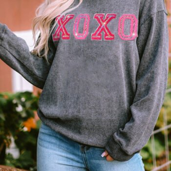 XOXO Patch Ribbed Pullover