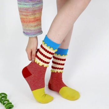 Wavy Edge Colorful Striped Cotton Socks