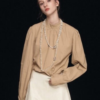 Mock Neck Puff Sleeve Blouse