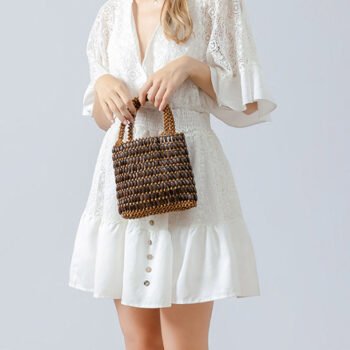 Handwoven Wooden Bead  Square Bag