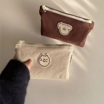 Cat and Dog Canvas Pencil Case