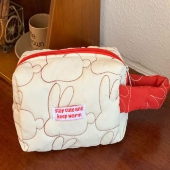 Red and White Bunny Makeup Bag