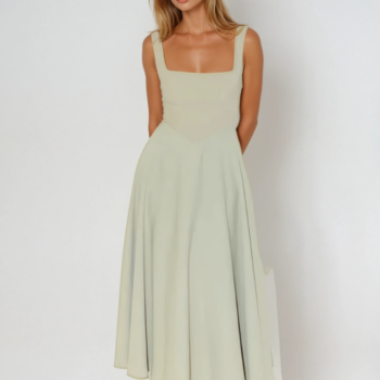 Trinity - Elegant Solid Sleeveless A-Line Midi Dress